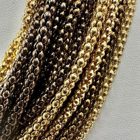 Gold tone multi strand statement necklace - Picture 4 of 7